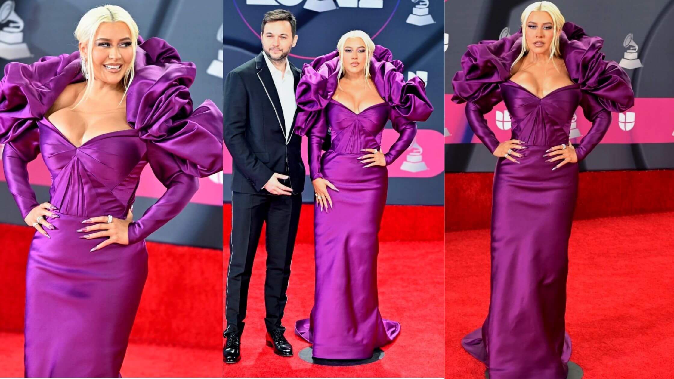 Christina Aguilera Shines At The Latin Grammys In Purple